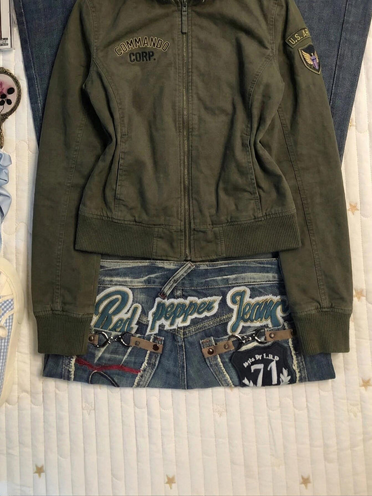 retro green hooded jacket