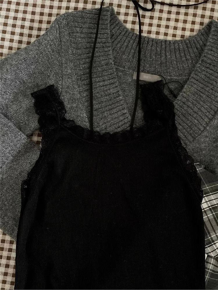 vintage gray sweater coord