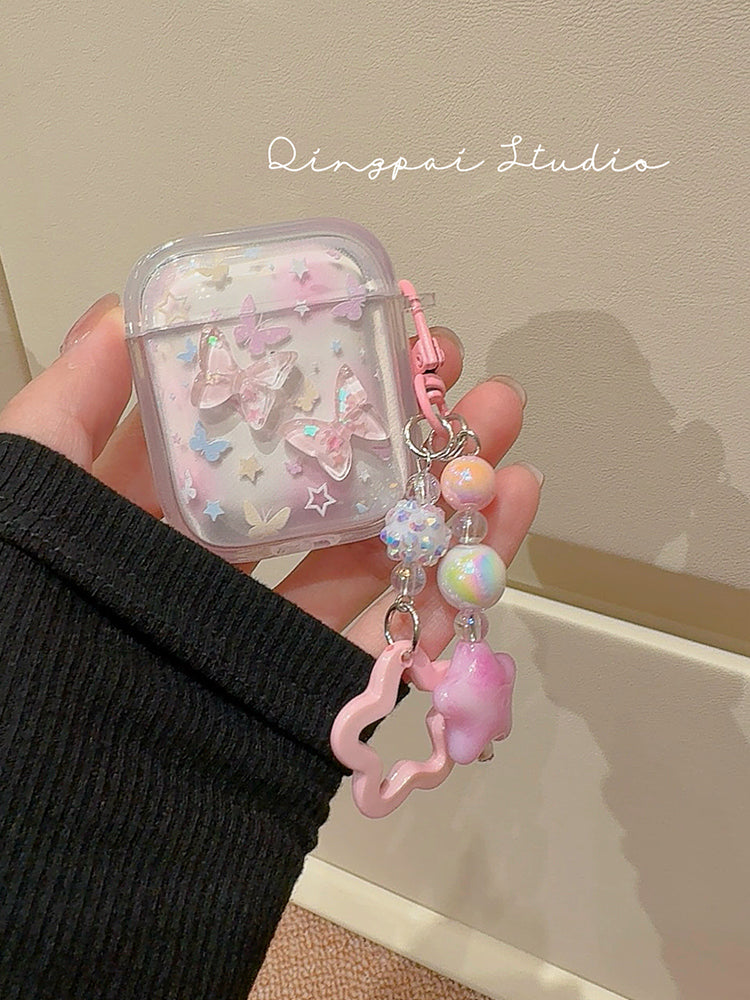 pink butterfly kawaii airpod case