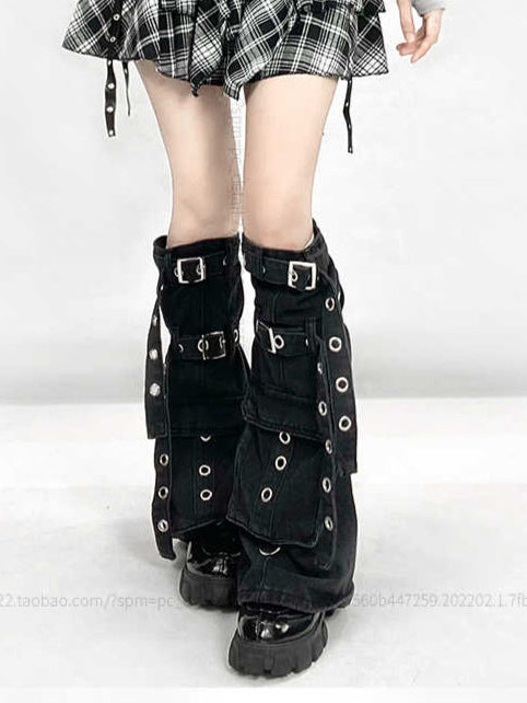 Y2K Belts Black Denim Leg Covers