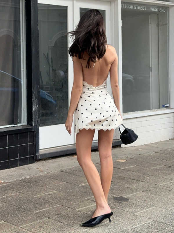 Retro Polka Dot Suspender Dress