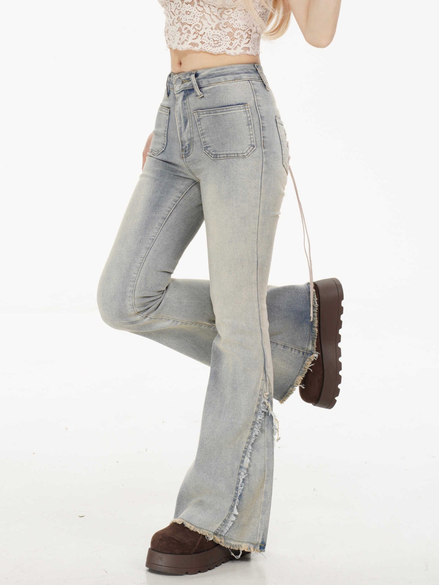 Coquette Washed Blue Flare Jeans