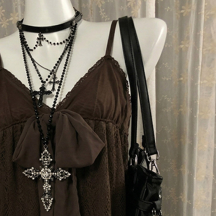 Brown Vintage Sweetheart Cami Top