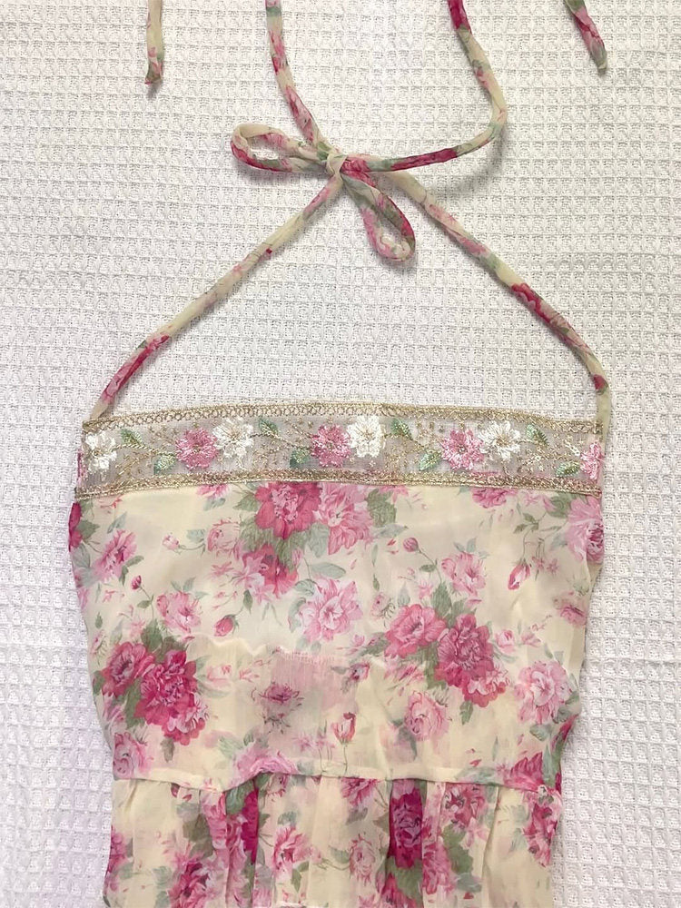 pink floral halter top