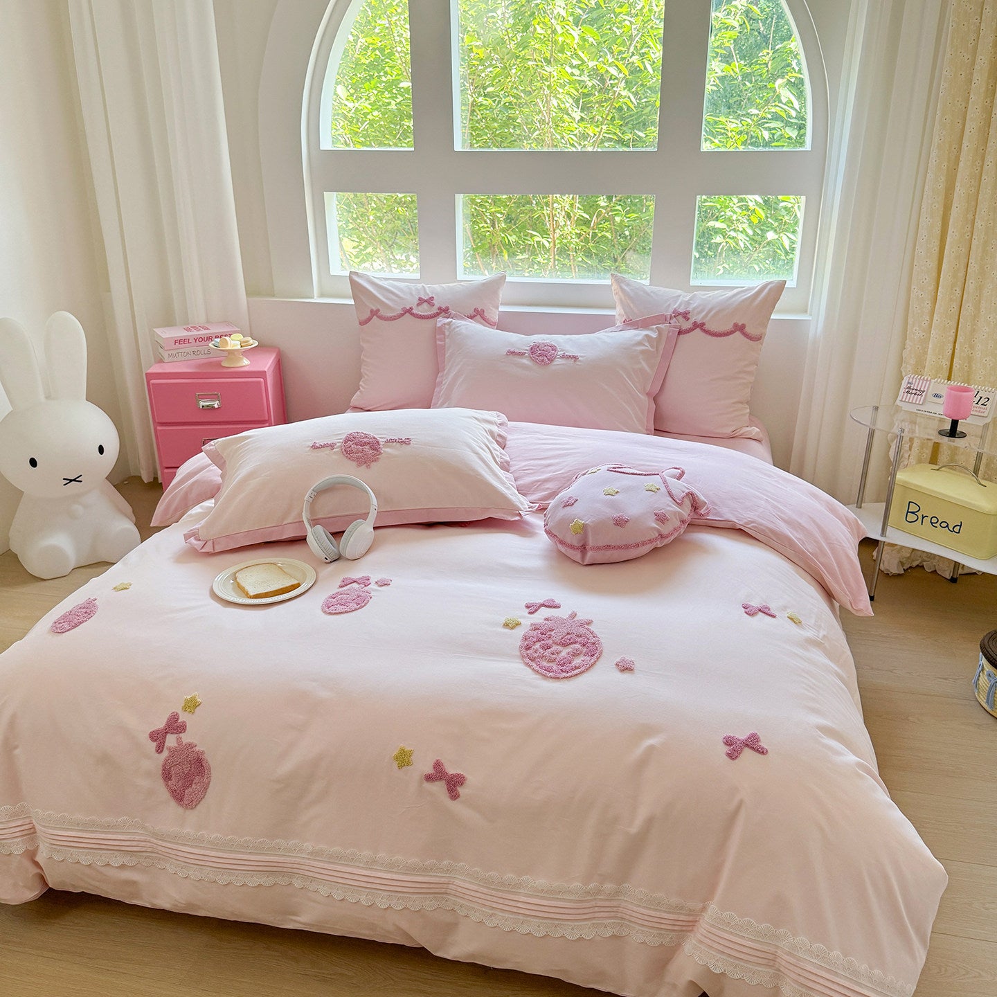 Pure cotton brushed quilt four-piece set