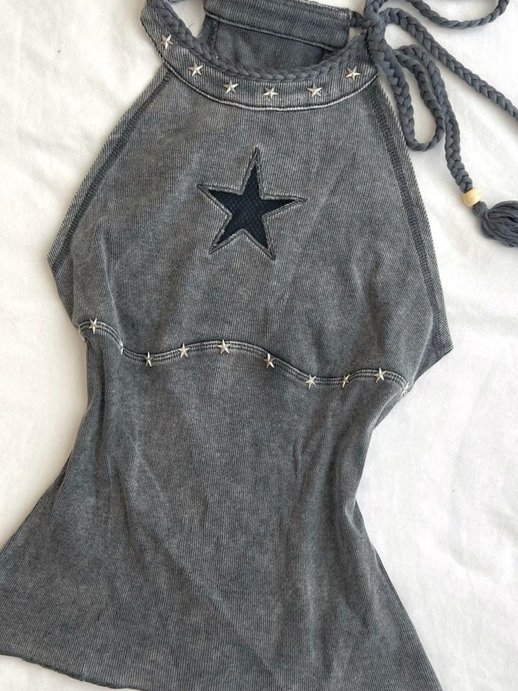 y2k gray halter-neck camisole