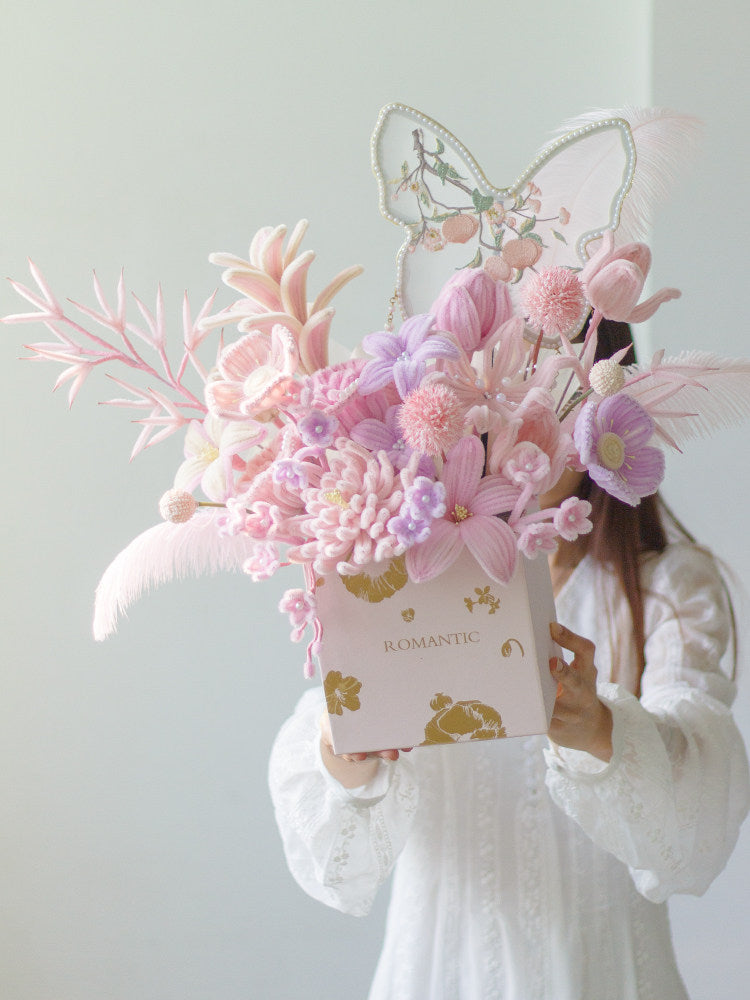 Handmade Chenille Stem Bouquet in a Box – Ready-made