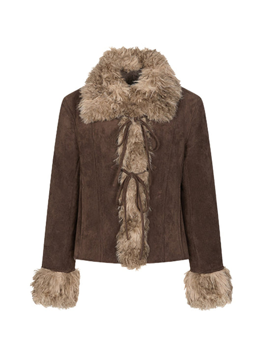 Retro deerskin thick jacket