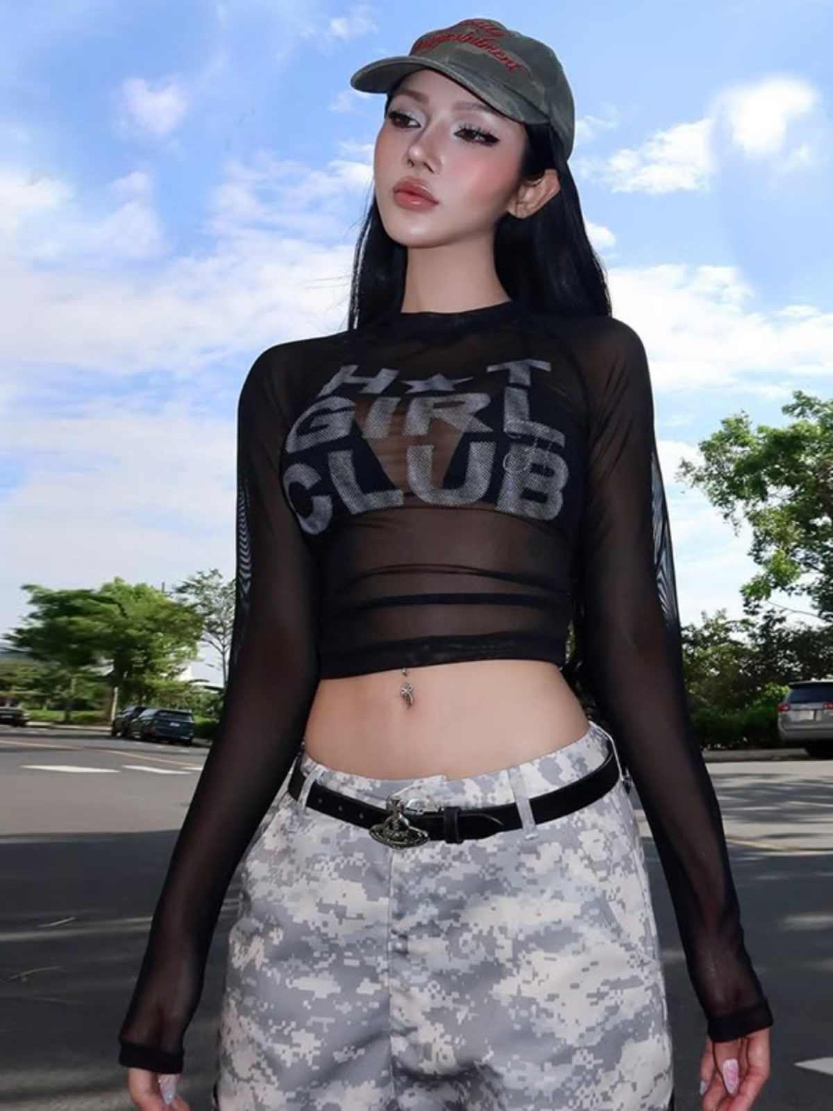 Urban Punk Mesh Long Sleeve Top