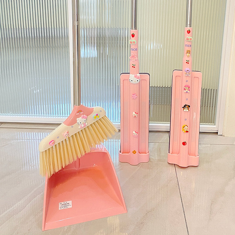 Cute Cartoon Foldable Broom and Dustpan Set