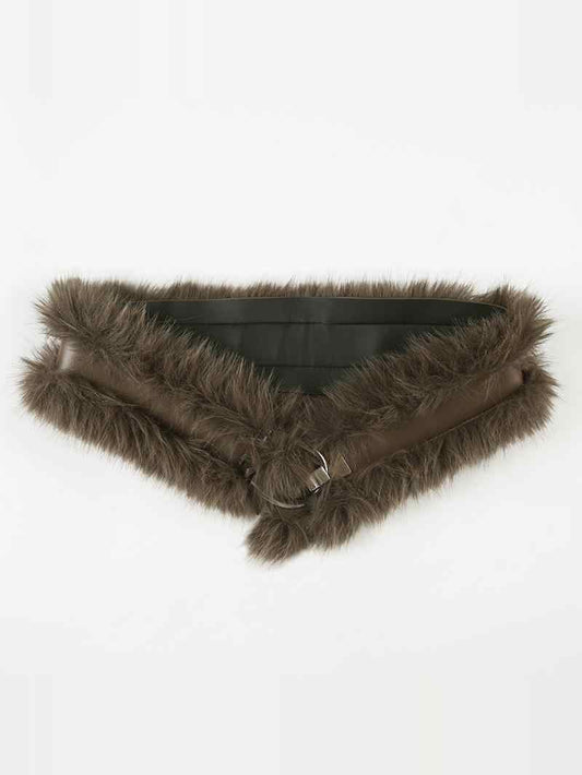 Y2K Brown Furry Hook Belt