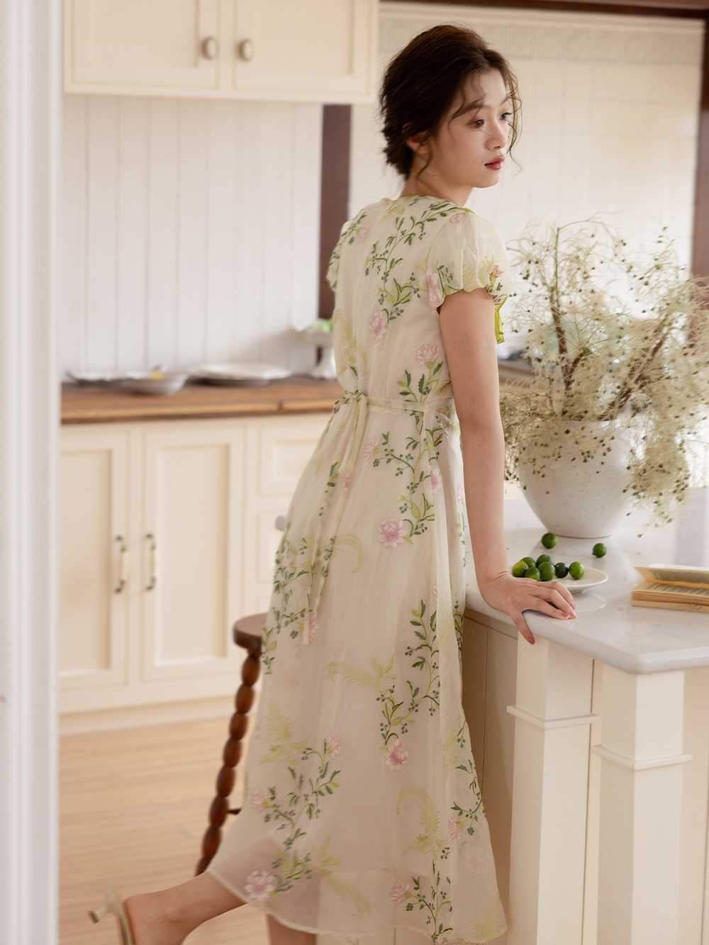 French Retro Floral Short-sleeved Dress
