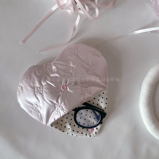 Girly cute pink love glasses storage bag