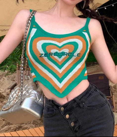 Y2K Heart Irregular Tank Top