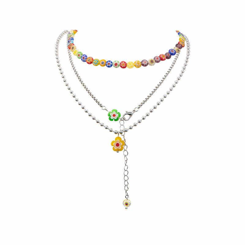 Indie Aesthetic Flower Colorful Necklace