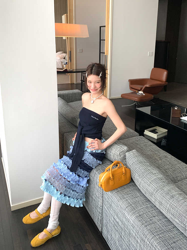 Blue Mesh Puffy Cake Skirt
