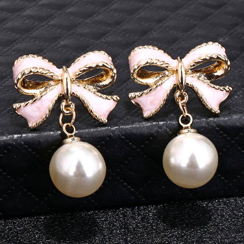 Cute Pink Bow Earrings