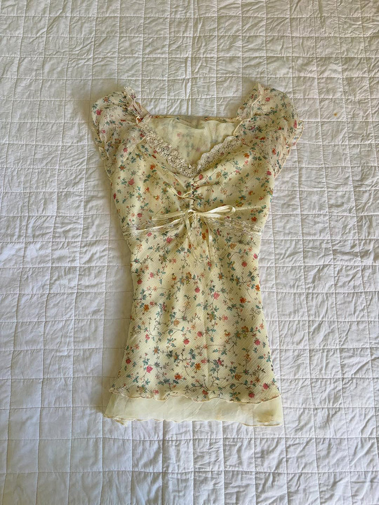 vintage yellow floral shirt