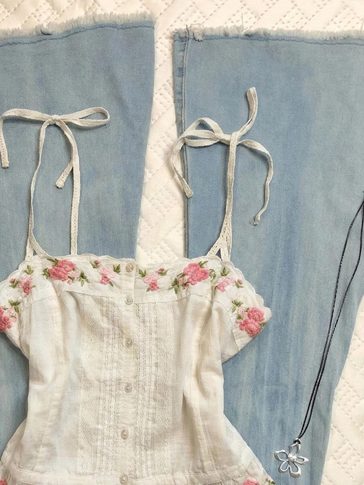 floral straps tank top