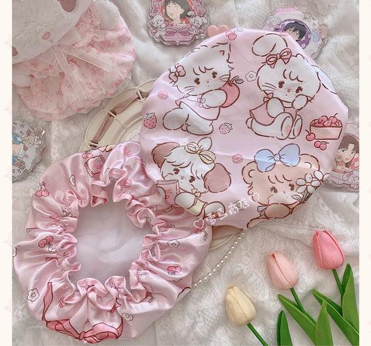 kawaii pink shower cap