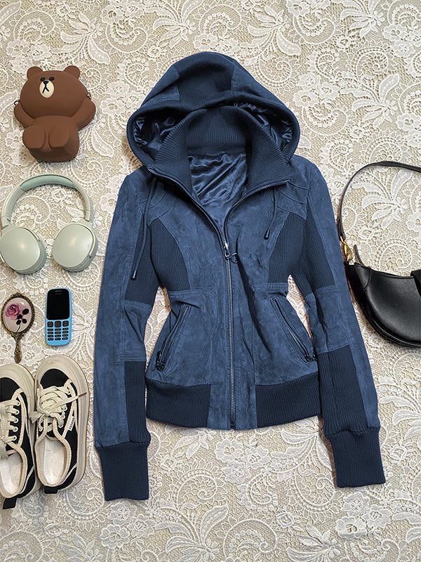 black retro splice color jacket