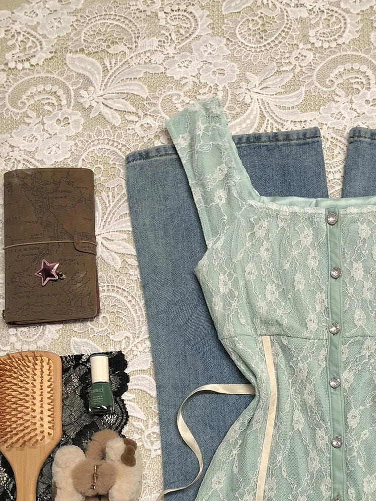 light green lace tank top