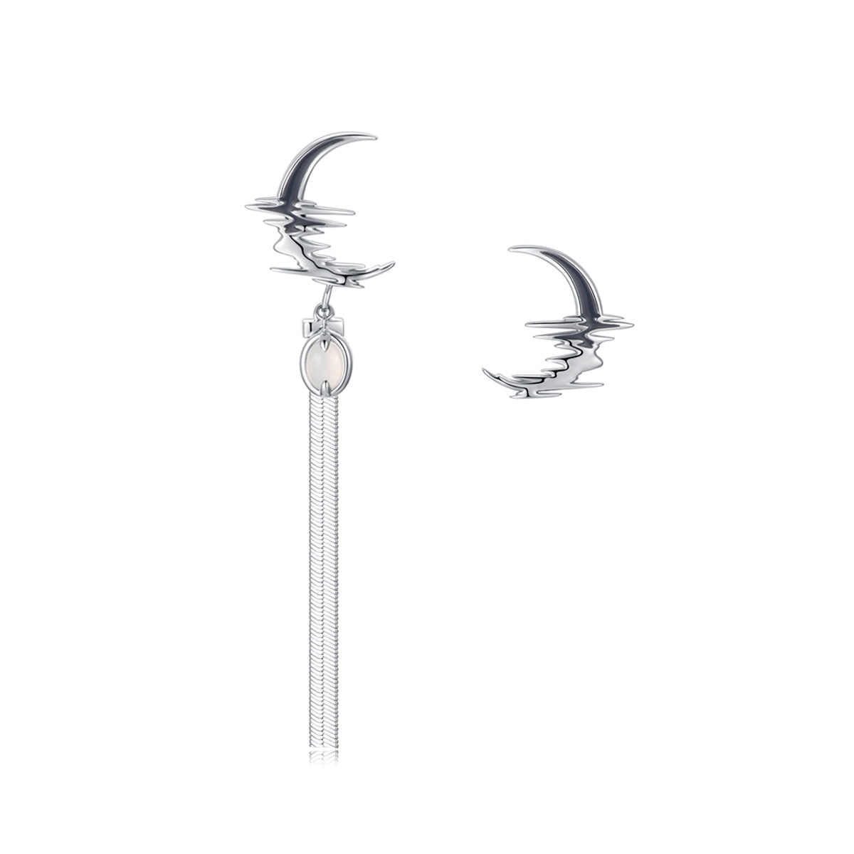 Ripple Tassel Moonstone Earrings