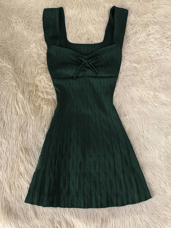 knit bow suspender dress