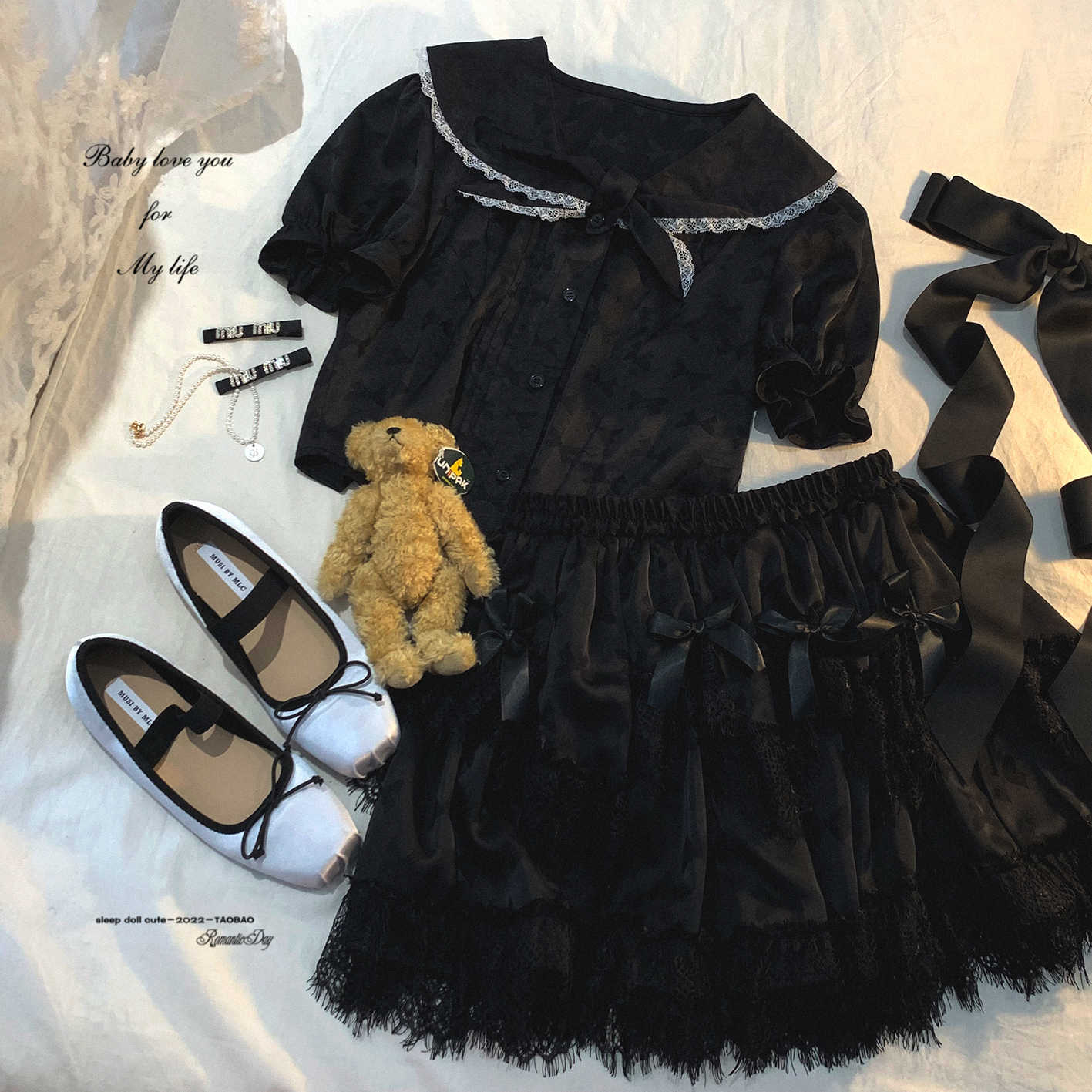 Lace Irregular Bow Eyelash Skirt