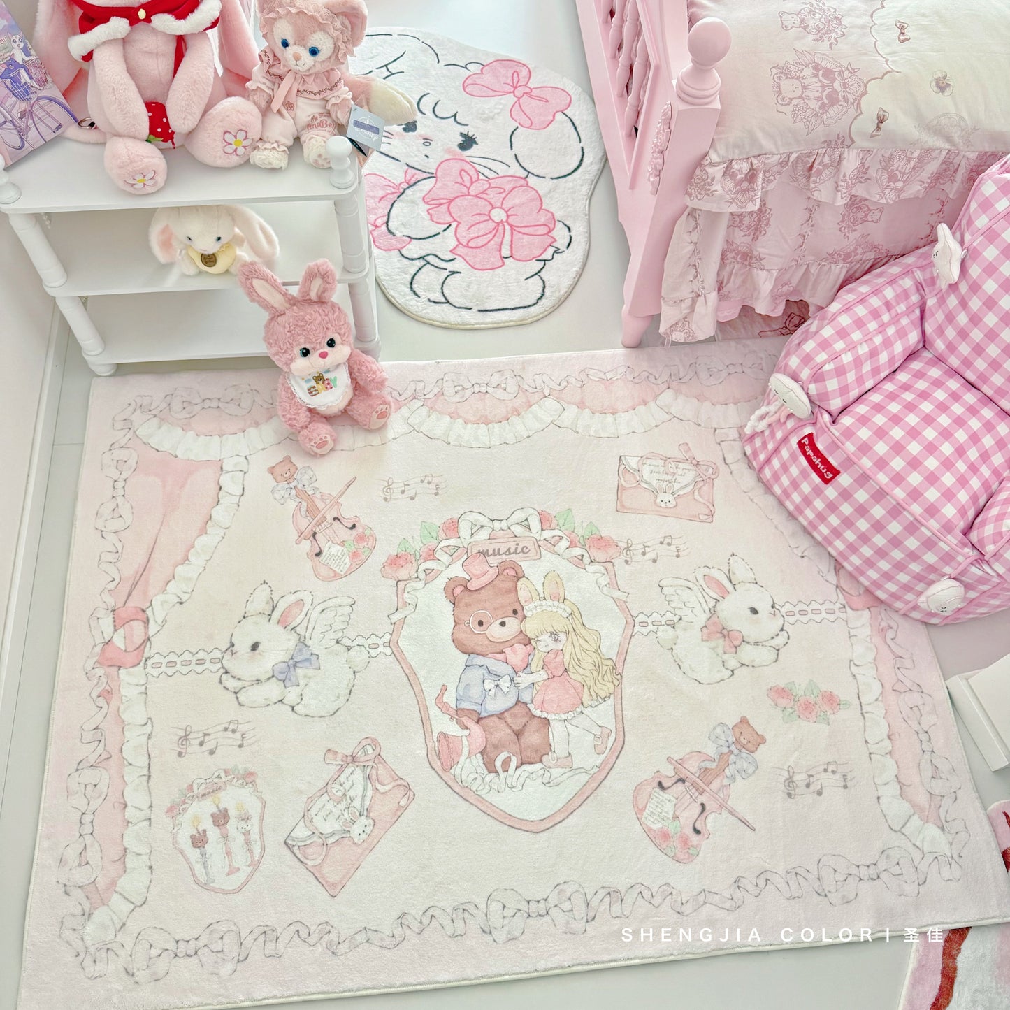 Pink Bear Girls Bedroom Bedside Blanket