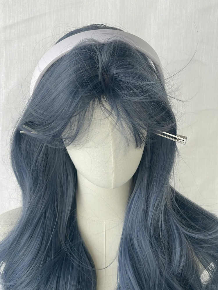 Haze Blue Long Curly Wig