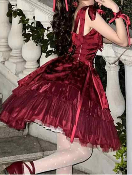 Red Lolita Ballet Princess Fluffy Dress