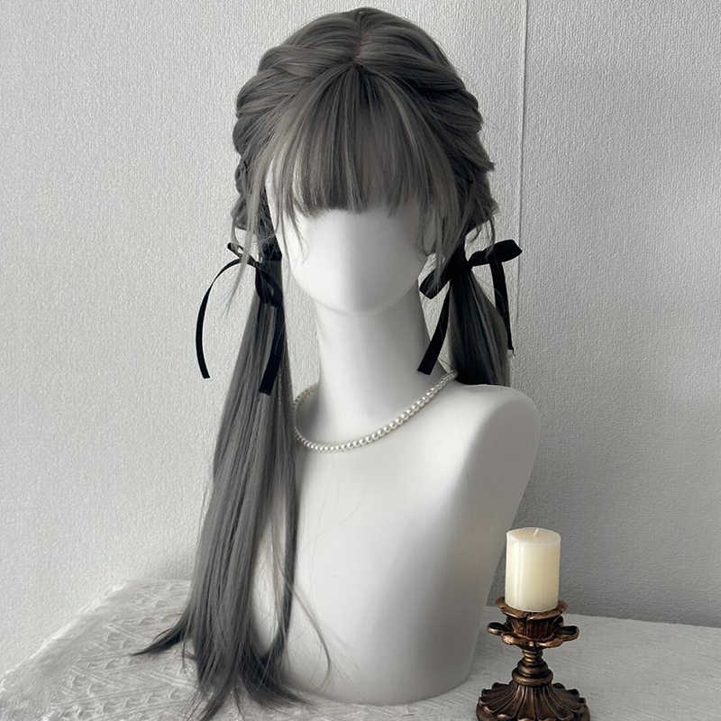 Gray Long Straight Wig