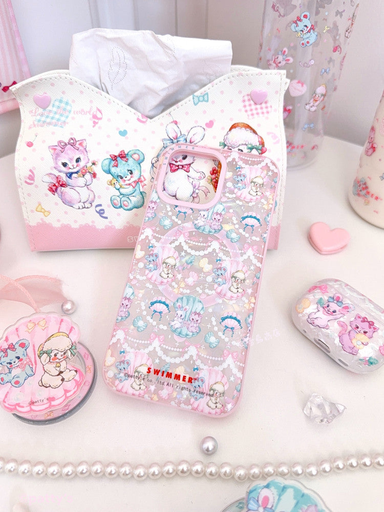 kawaii shell pattern magnetic phone case