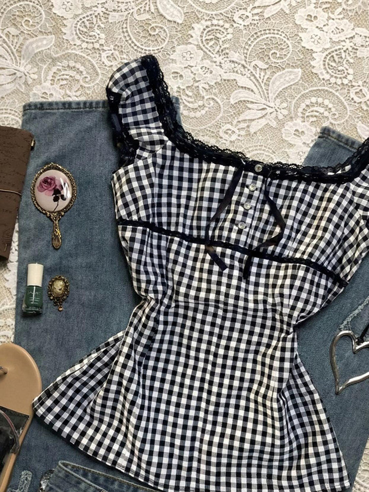black&white plaid tank top