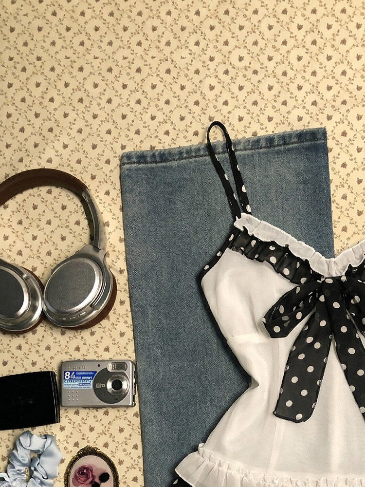 polka dots bow tank top