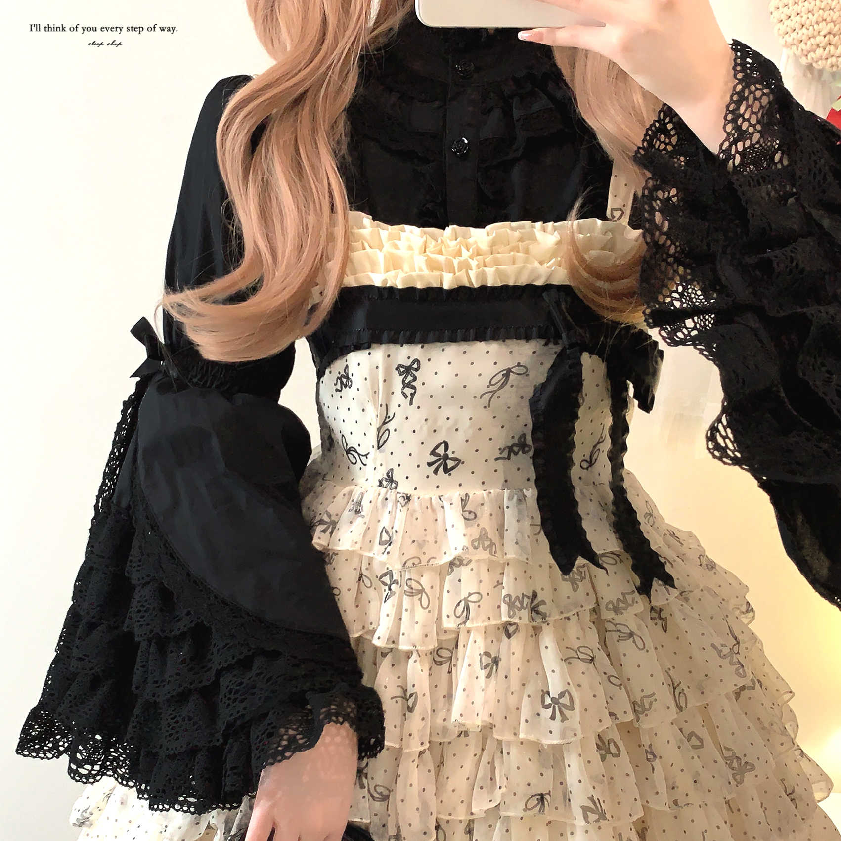 Lace Vintage Cotton Layered Ruffled Shirt