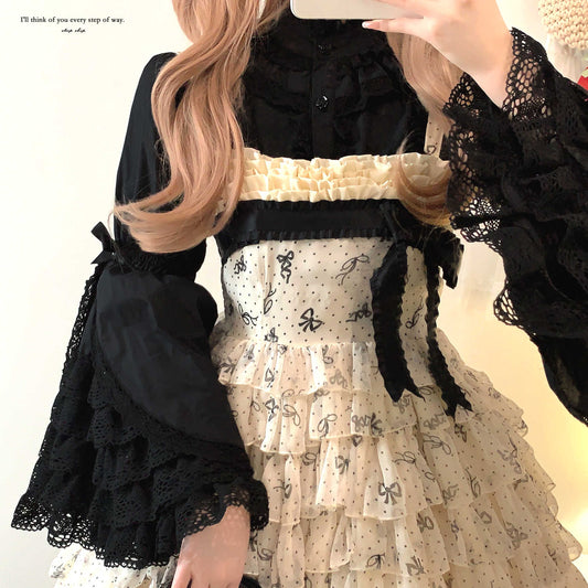 Lace Vintage Cotton Layered Ruffled Shirt