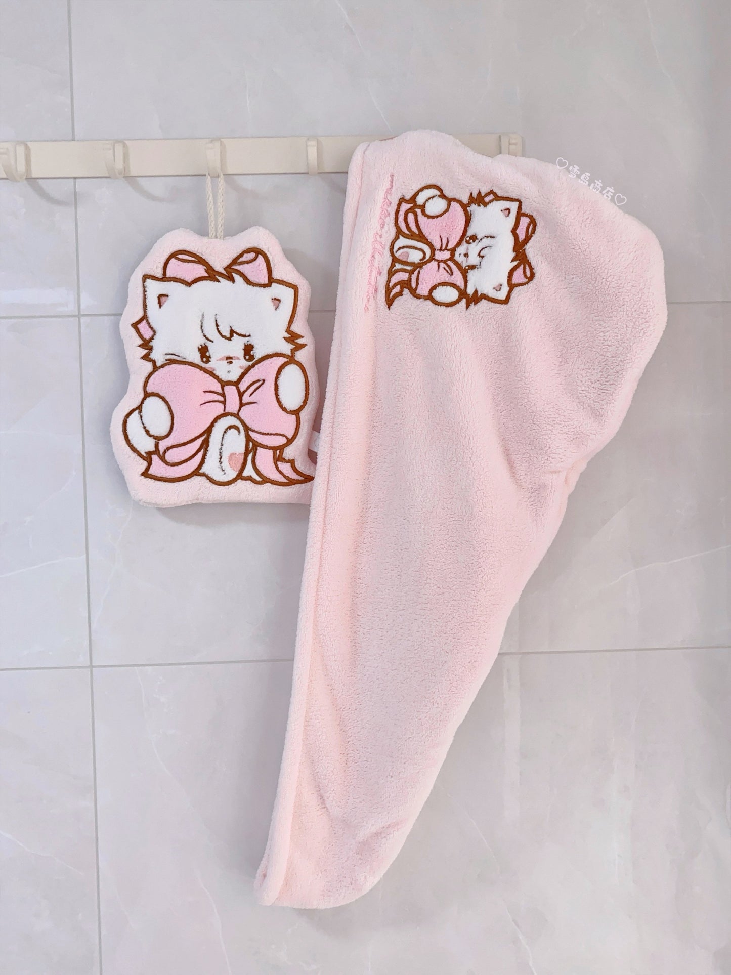 kawaii hair drying cap and hand towel