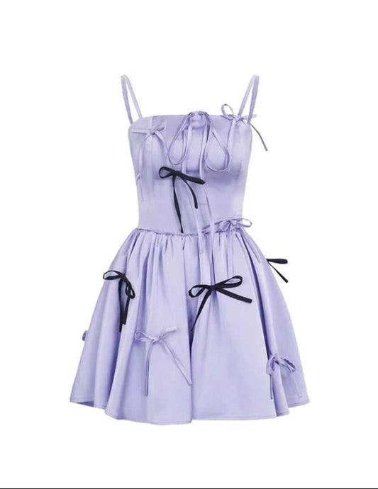 Bows Strap Suspender Dark Coquette Dress