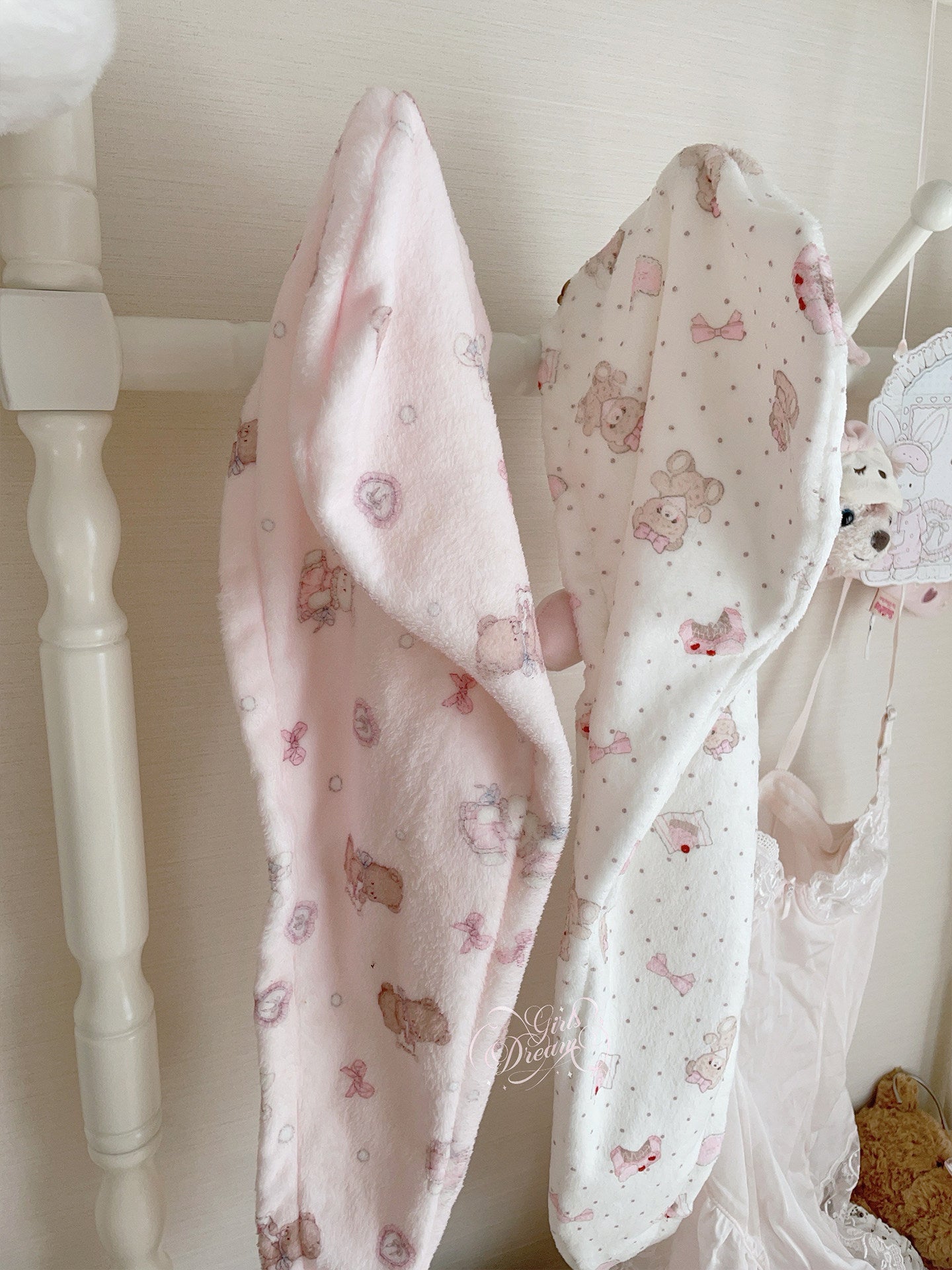 Girl's Dream original bunny and bear printed hair drying cap towel