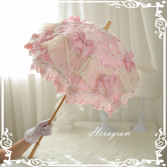 Antique cake six-pointed star lolita lace umbrella