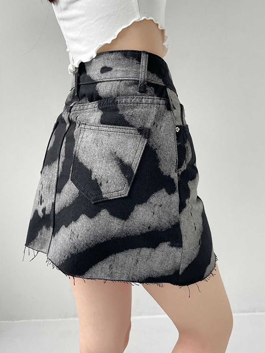 Korean Pattern Denim Skirt