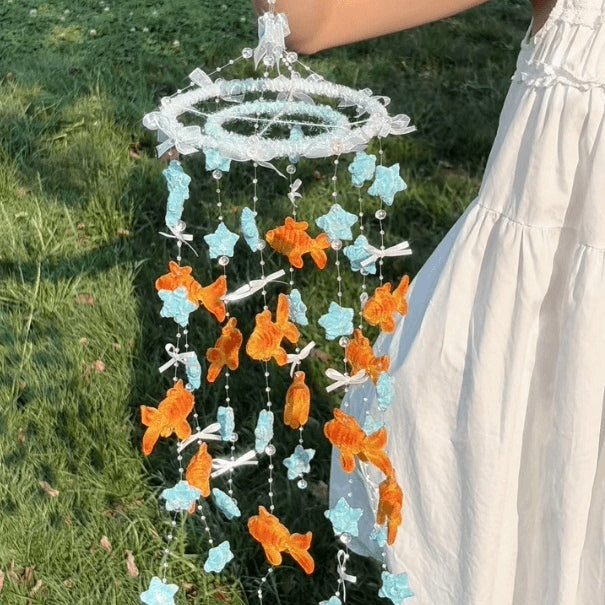 diy Twist stick wind chime fish pendant