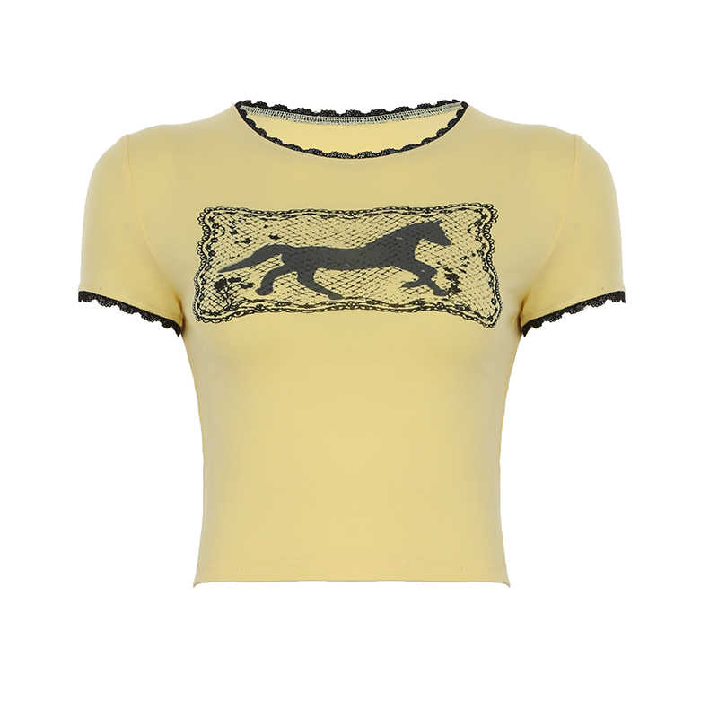 Retro Lace Round Neck Tee