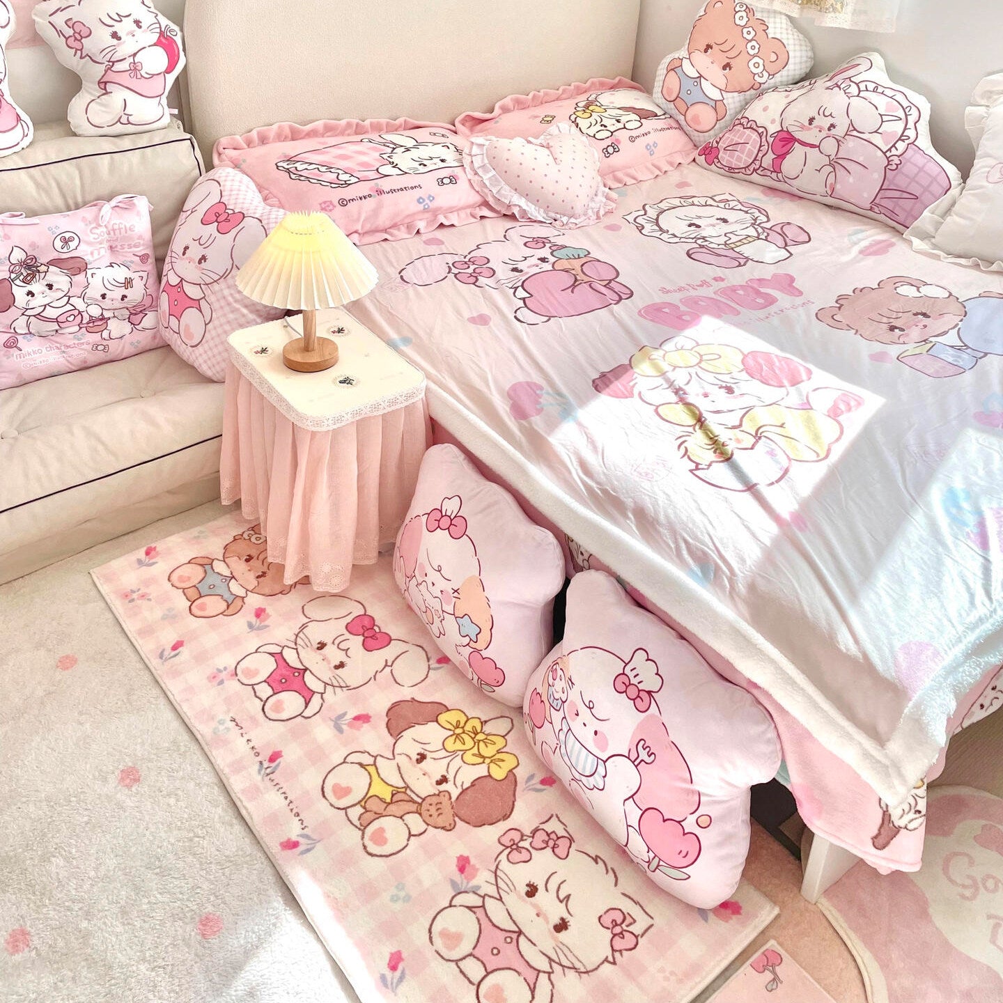 Little girl heart cute cartoon floor mat