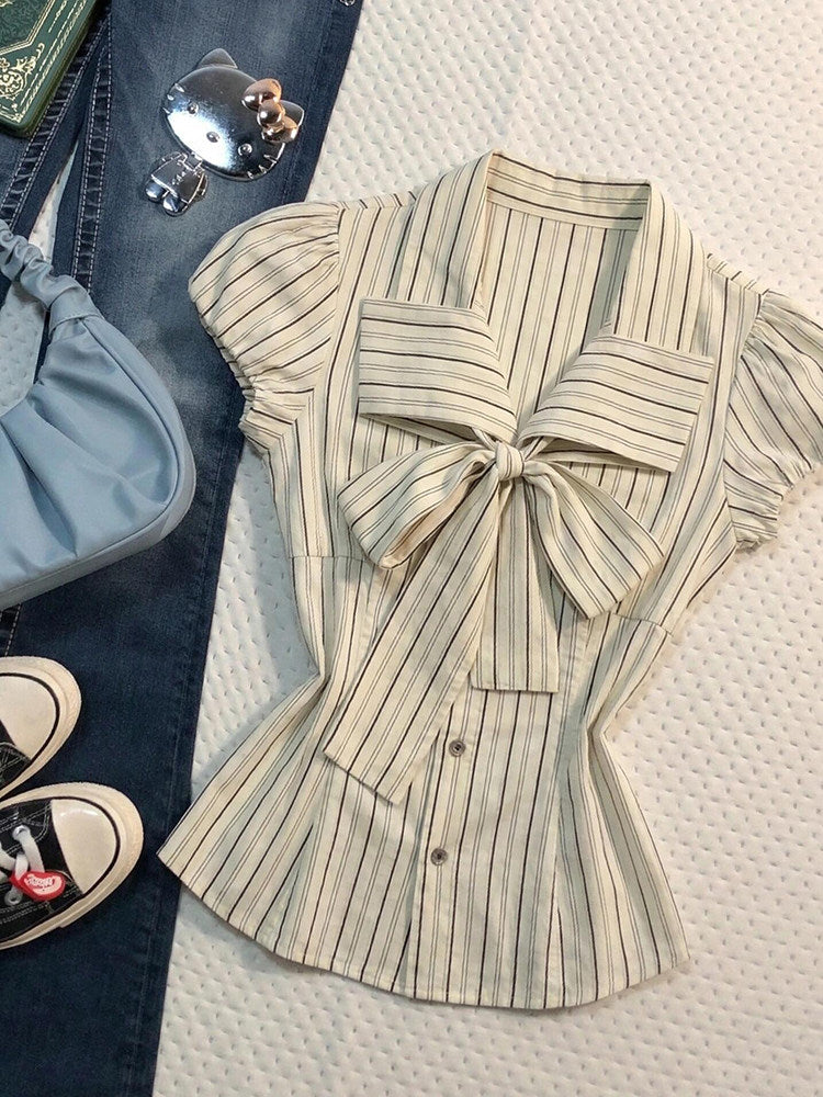 striped bow shirt