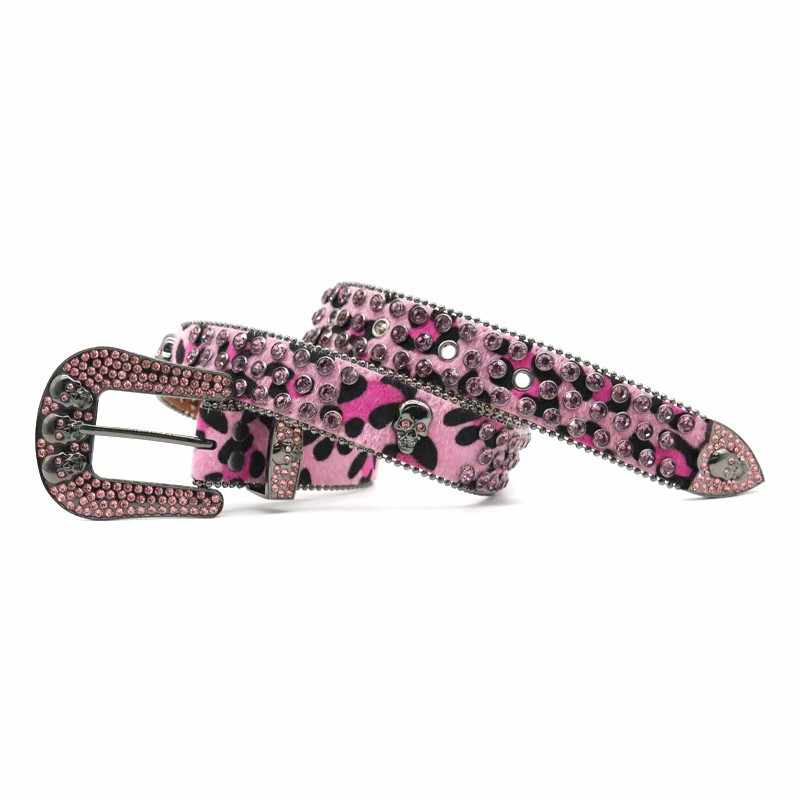 Y2K Pink Leopard Rhinestones Belt