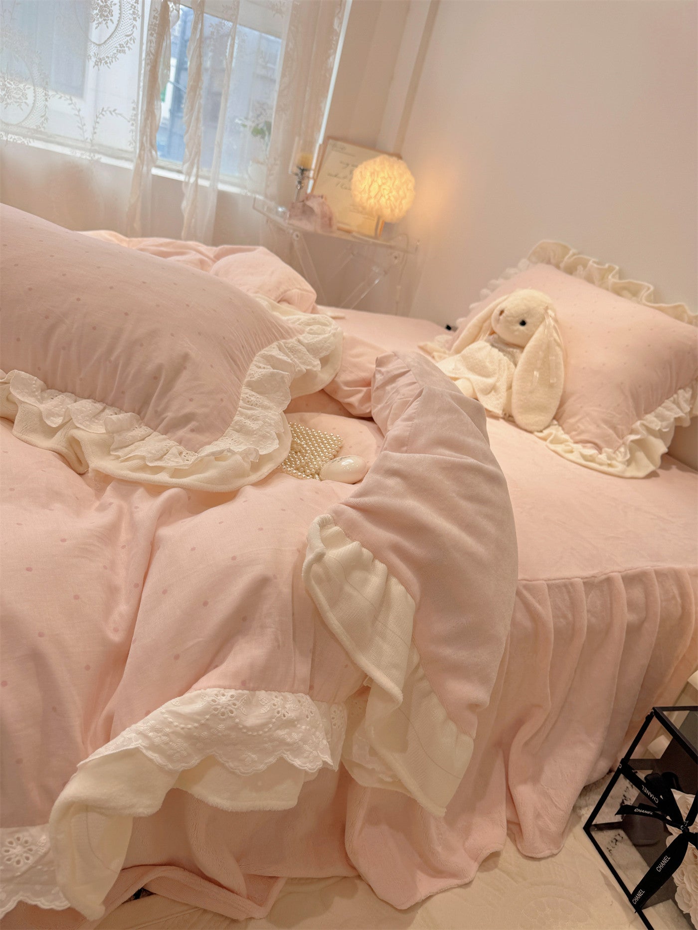 Milk pink bed sheet set of four