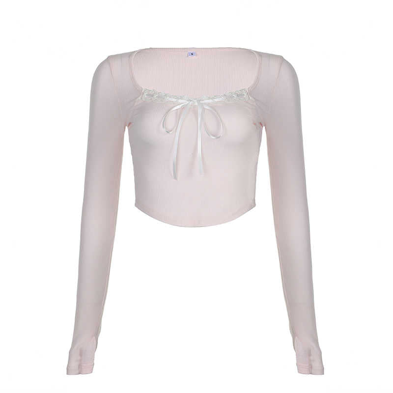 Dollete Ribbon Bow Long Sleeves Top